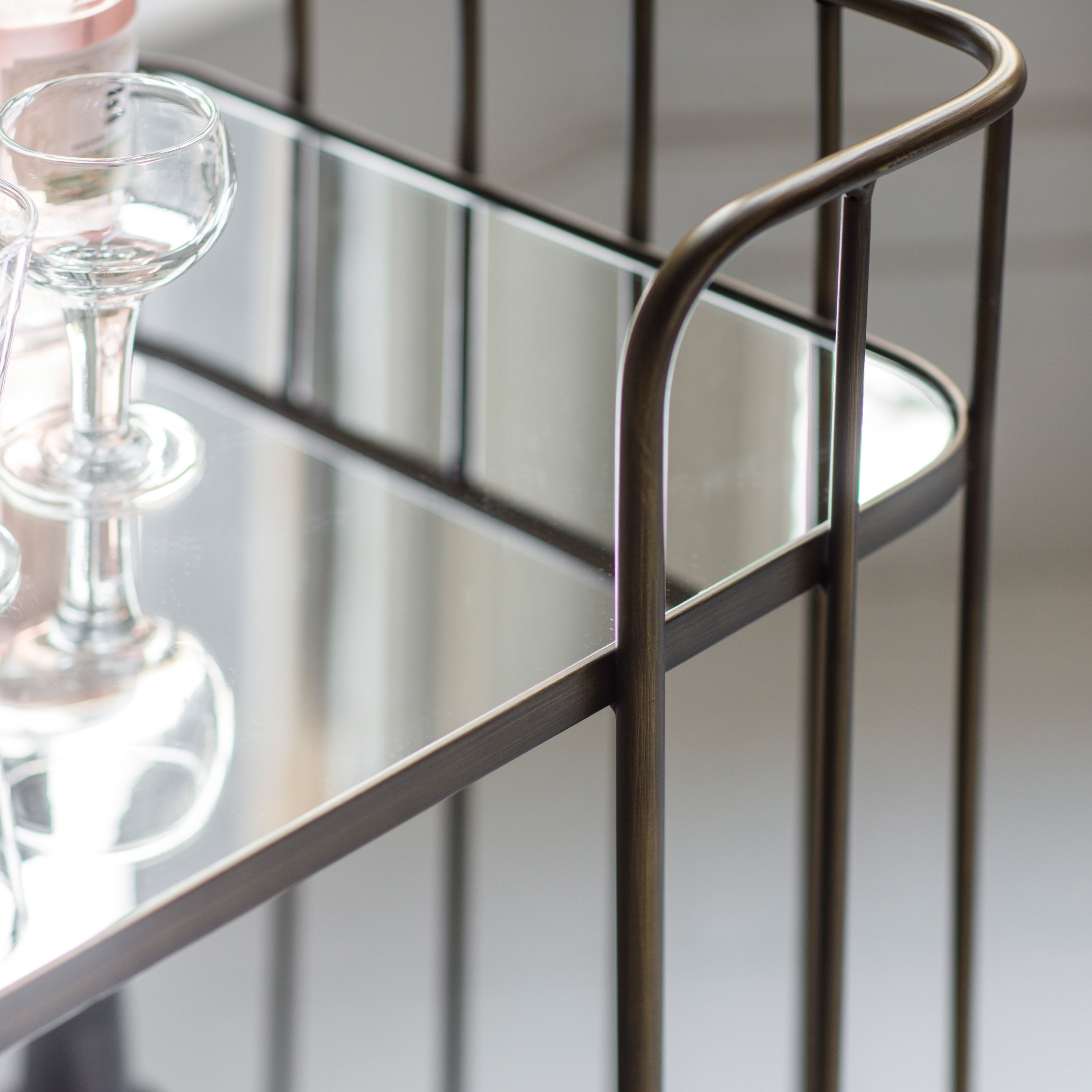 Beauly Bronze & Glass Drinks Trolley
